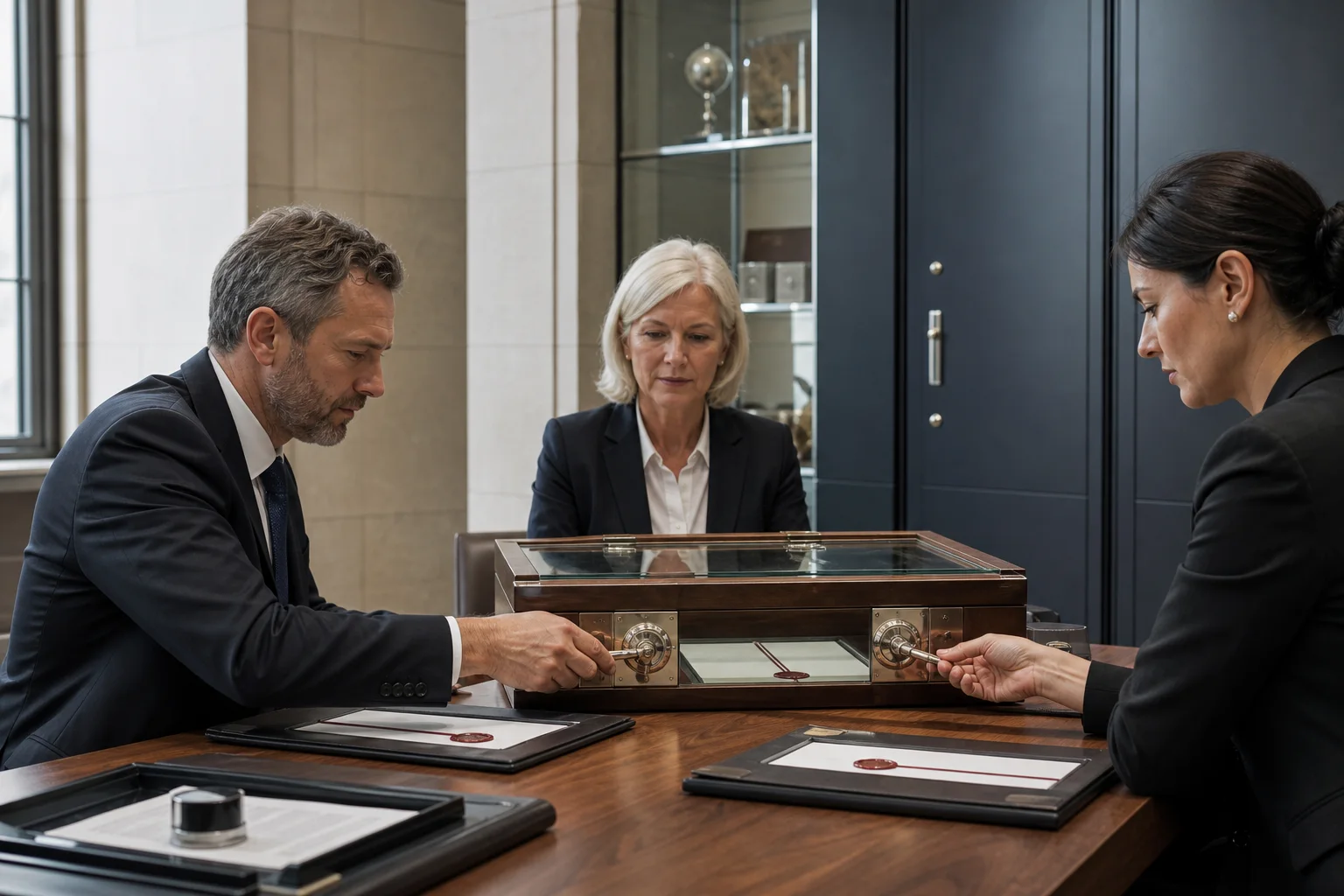 Independent fiduciary professionals completing a controlled dual-key authorisation